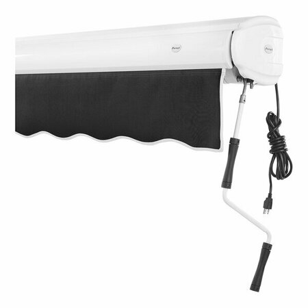 AWNTECH Key West 12' Black Heavy-Duty Right Motor Retractable Patio Awning with Protective Hood 237FCR12K